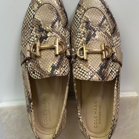 Cole Haan Black and Tan Snakeskin leather Loafers - Picture 3 of 8